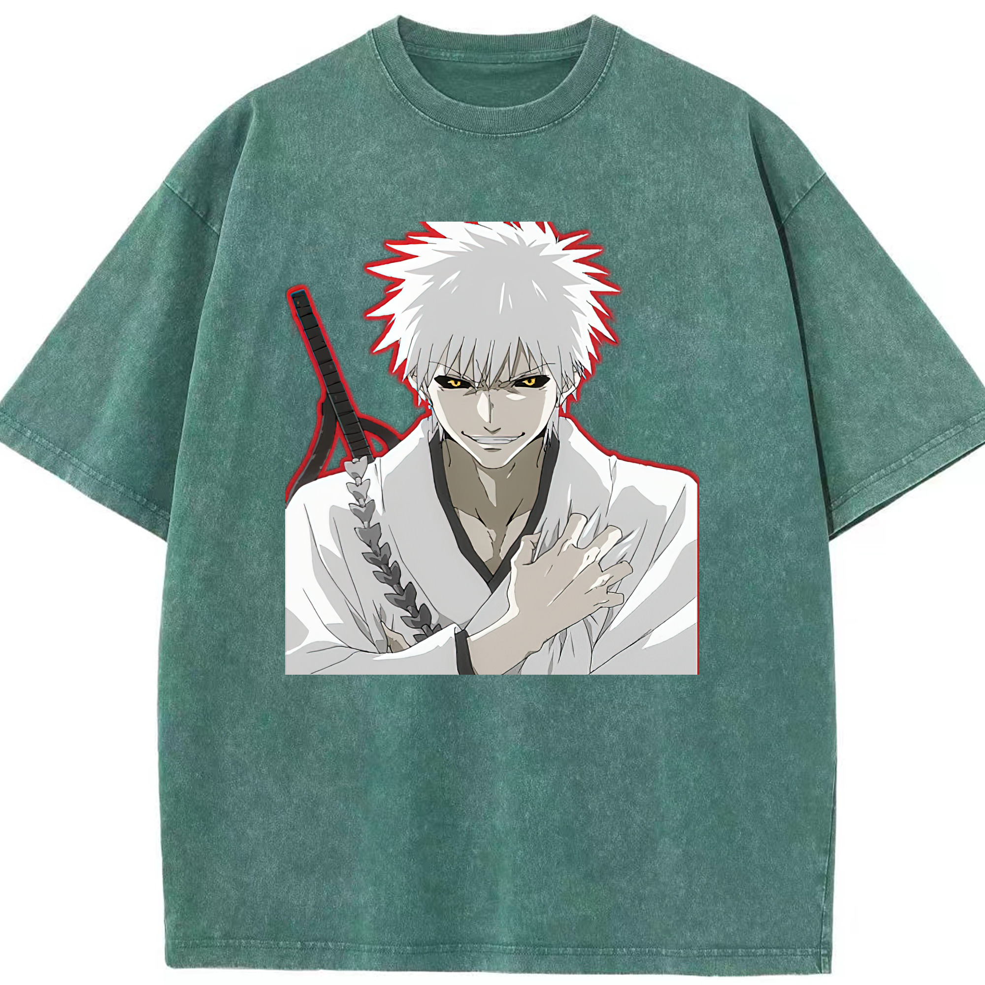 （画像用） ブリーチ 黒崎一護（くろさき いちご）BLEACH Kurosaki Ichigo 綿100% ヴィンテージ風 半袖Tシャツ（フロントプリント）